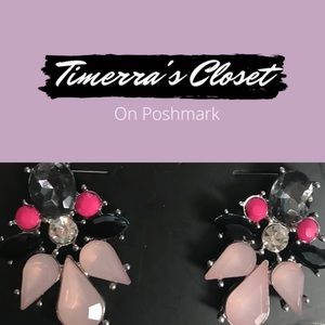 Torrid Pink & Black Gemstone Earrings